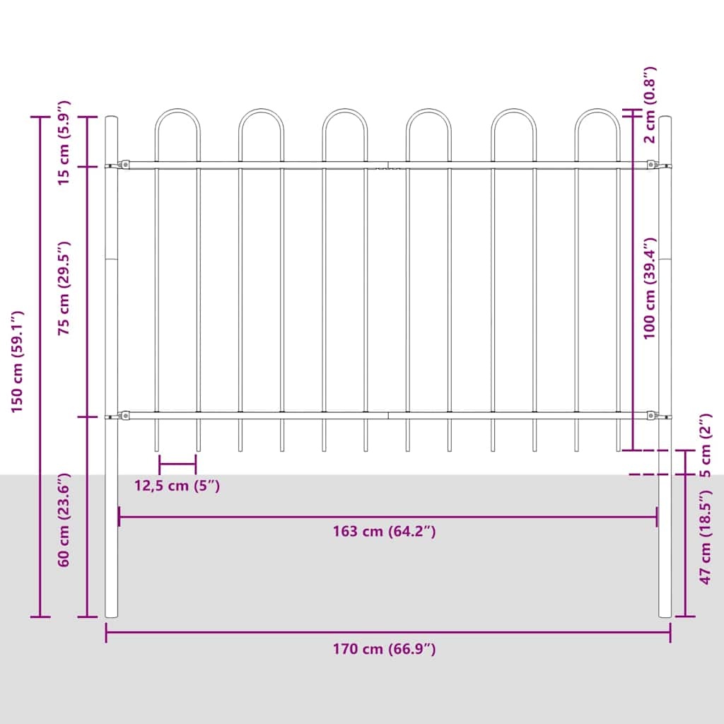 VidaXL Tuin Hek Grijs (42% Korting!) - 1.7 x 1.5 m Poedergecoat Staal