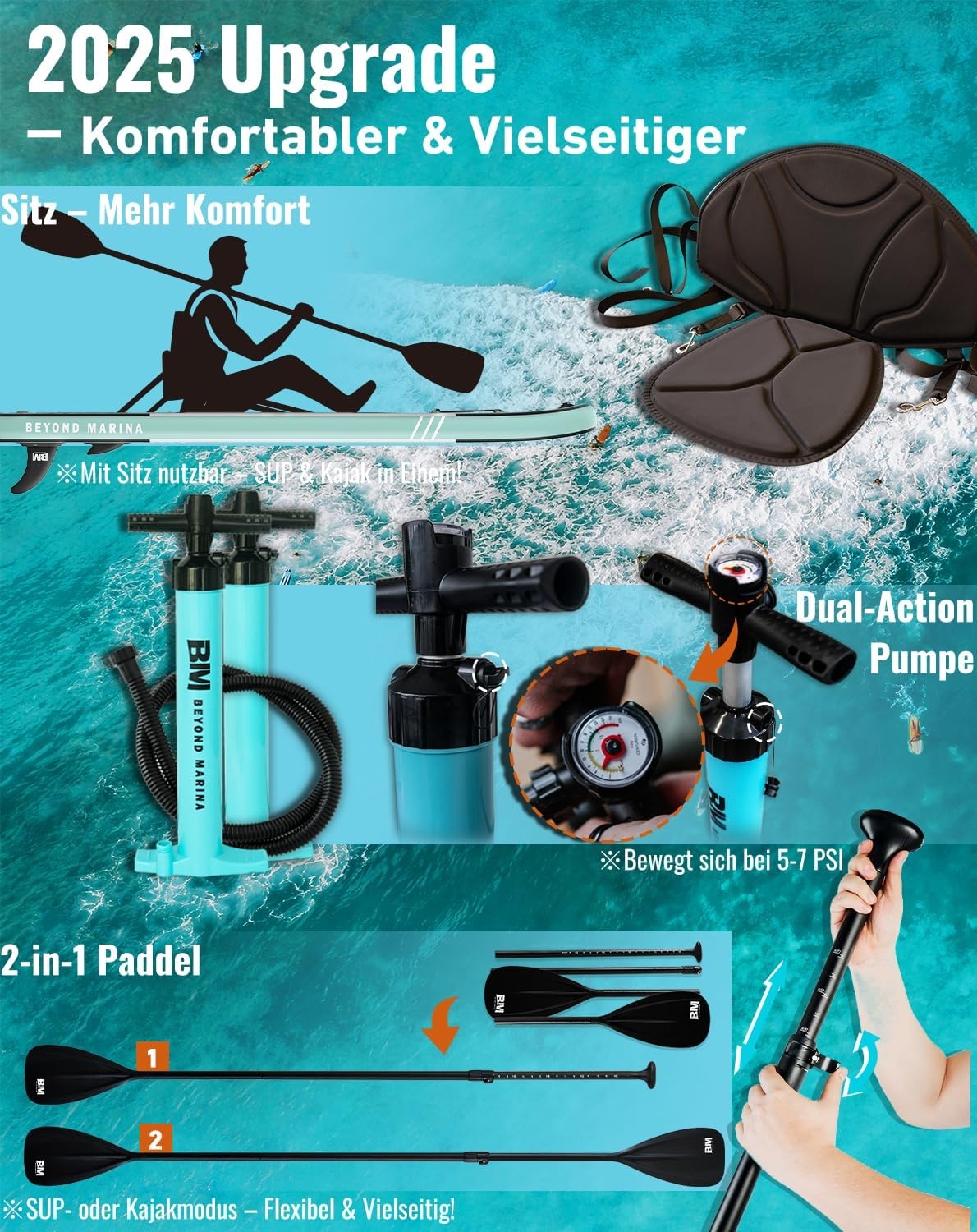 Opblaasbaar SUP Board Allround 320cm | Ultra-licht 7.4 kg | 140 kg draagvermogen | 35% Korting
