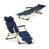 Marineblauwe Ligstoel 2-in-1 met Hoofdsteun | 53% Korting