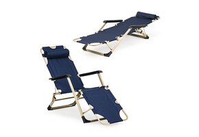 Marineblauwe Ligstoel 2-in-1 met Hoofdsteun | 53% Korting