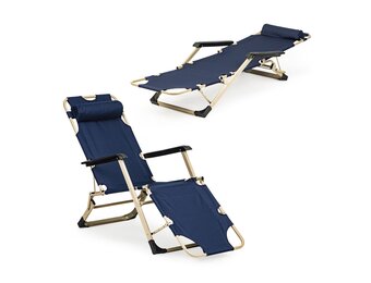 Marineblauwe Ligstoel 2-in-1 met Hoofdsteun | 53% Korting