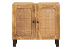 vidaXL Badkamer Wastafelkast Massief Mango Hout - Bruin - 34% Korting