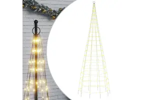 vidaXL Kerstboom Verlichting Vlaggenmast 300cm - 550 Warm Witte LED's - 79% Korting
