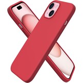 iPhone 15 Hoesje Rood - Vloeibaar Siliconen, Kras- & Schokbestendig (74% Korting)