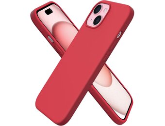 iPhone 15 Hoesje Rood - Vloeibaar Siliconen, Kras- & Schokbestendig (74% Korting)