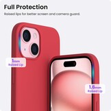iPhone 15 Hoesje Rood - Vloeibaar Siliconen, Kras- & Schokbestendig (74% Korting)