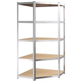 vidaXL Hoekrek Staal/Hout 5-laags Zilver - 59% Korting!