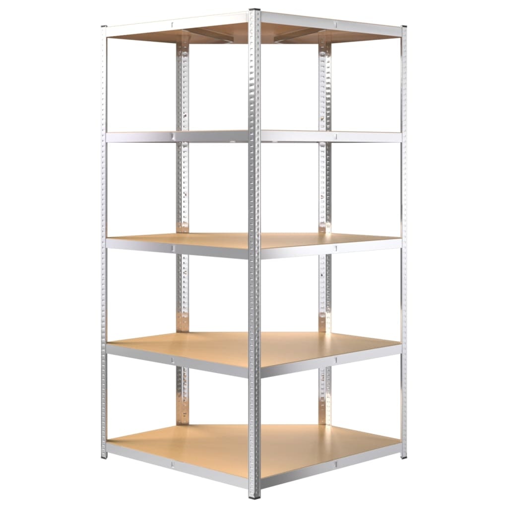 vidaXL Hoekrek Staal/Hout 5-laags Zilver - 59% Korting!