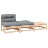 vidaXL 3-delige Loungeset Grenenhout met Kussens - 35% Korting
