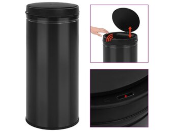 80L Automatische Sensor Prullenbak - Zwart Koolstofstaal - 30% Korting!