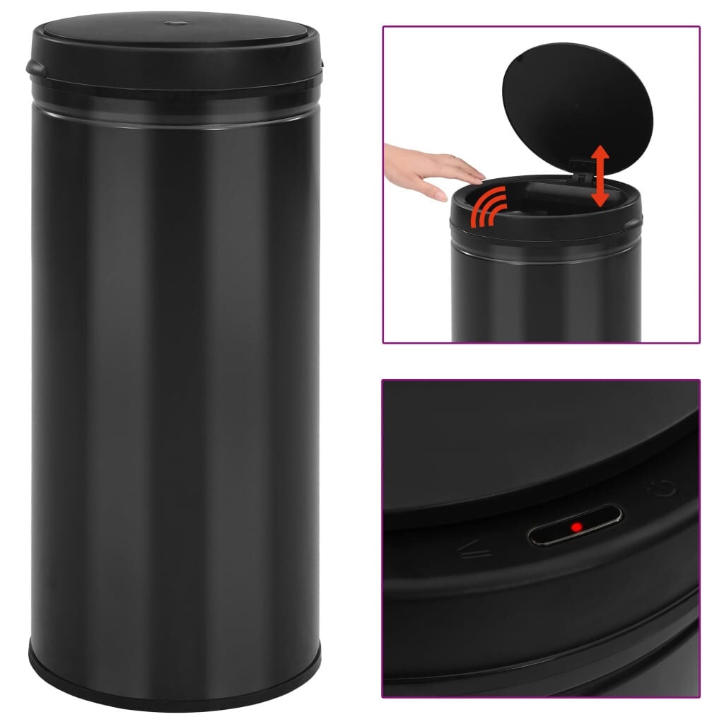 80L Automatische Sensor Prullenbak - Zwart Koolstofstaal - 30% Korting!