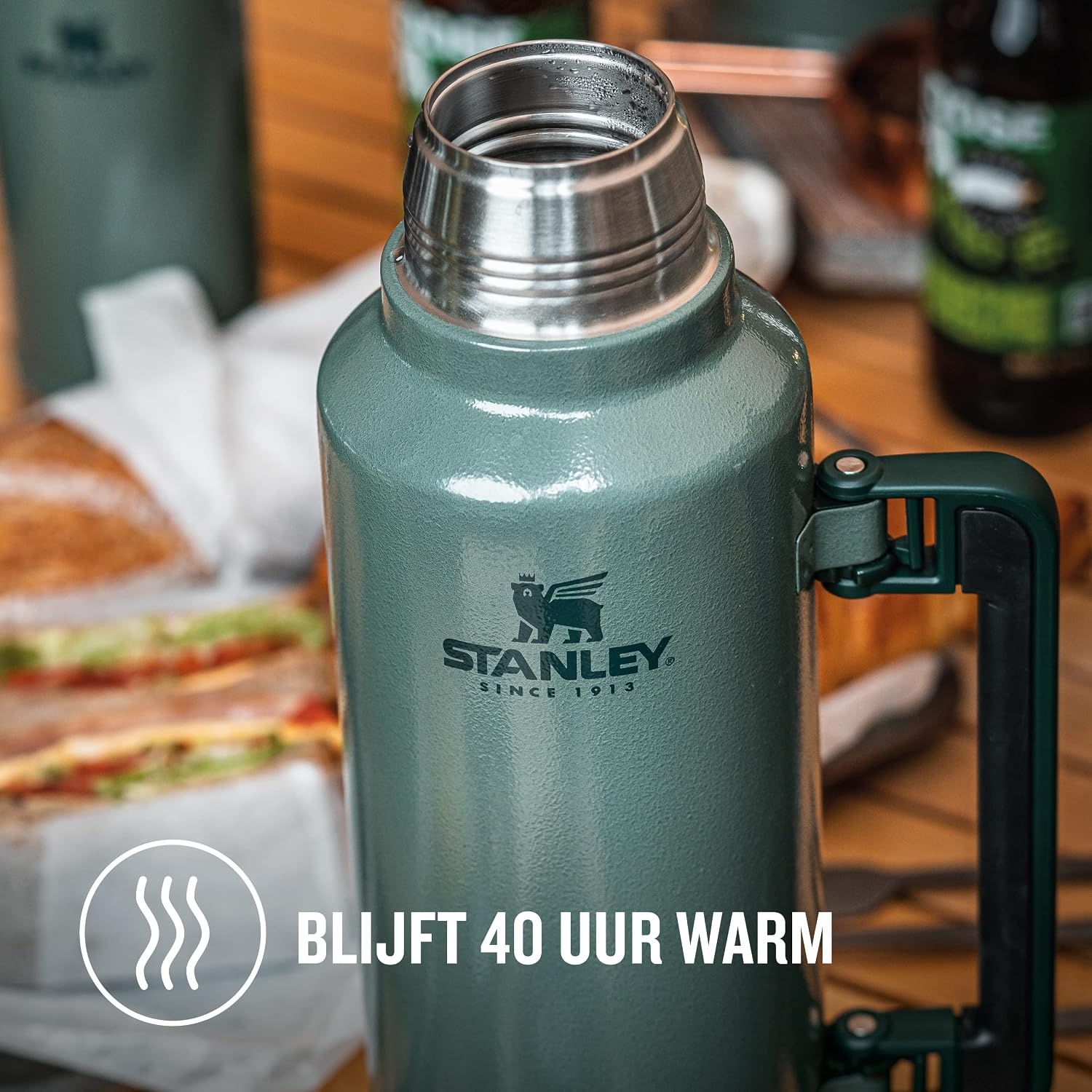 Thermosfles 1.4L Roestvrijstaal - 40u Warm / 35u Koud - Hammertone Green - 34% Korting
