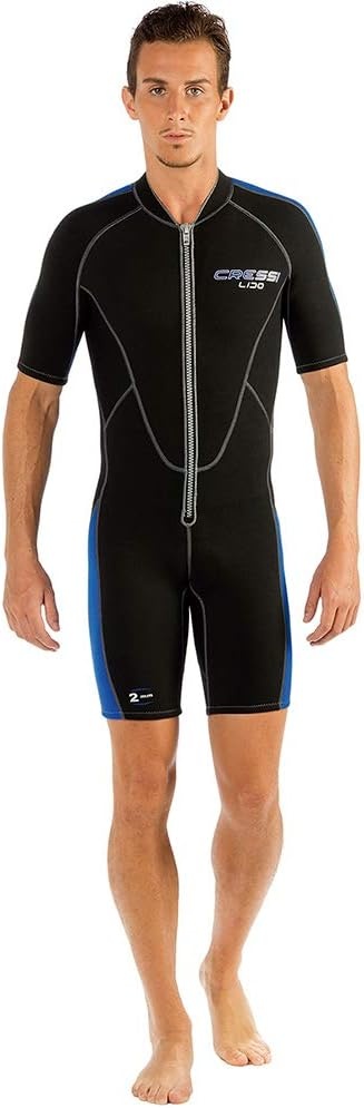 Heren Shorty Wetsuit 2mm Neopreen Zwart/Blauw XL - 34% Korting
