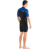 Heren Shorty Wetsuit 2mm Neopreen Zwart/Blauw XL - 34% Korting