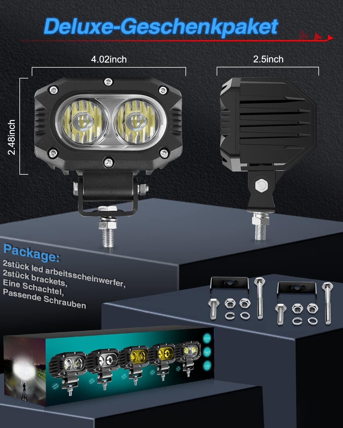 LED Werklampen Auto (2 stuks) 50W IP68 34% Korting