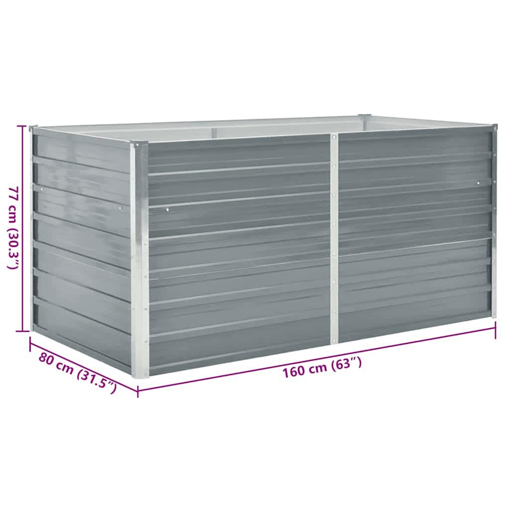 Verhoogd Tuinbed van Staal - 160x80x77 cm - Grijs - 34% Korting!