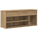 Schoenenbank 102cm, Bewerkt Hout - Artisanaal Eiken | 35% Korting