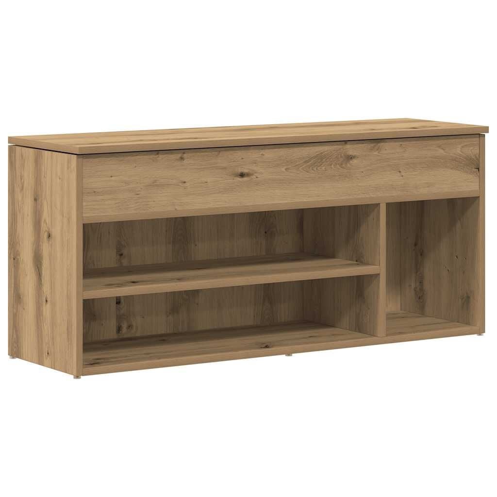 Schoenenbank 102cm, Bewerkt Hout - Artisanaal Eiken | 35% Korting