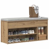 Schoenenbank 102cm, Bewerkt Hout - Artisanaal Eiken | 35% Korting