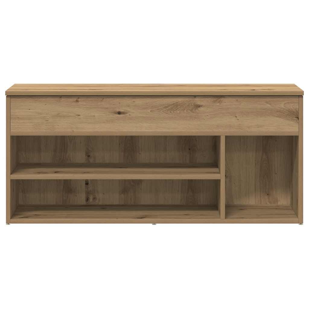 Schoenenbank 102cm, Bewerkt Hout - Artisanaal Eiken | 35% Korting