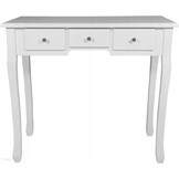 Kaptafel Wit Hout met LED Spiegel & Kruk | 35% Korting