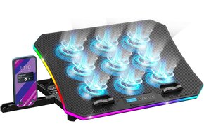 Gaming Laptop Koeler met RGB & LCD - 9 Ventilatoren - 33% Korting