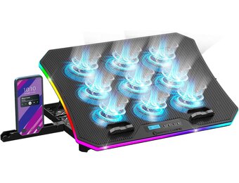 Gaming Laptop Koeler met RGB & LCD - 9 Ventilatoren - 33% Korting