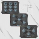 Gaming Laptop Koeler met RGB & LCD - 9 Ventilatoren - 33% Korting
