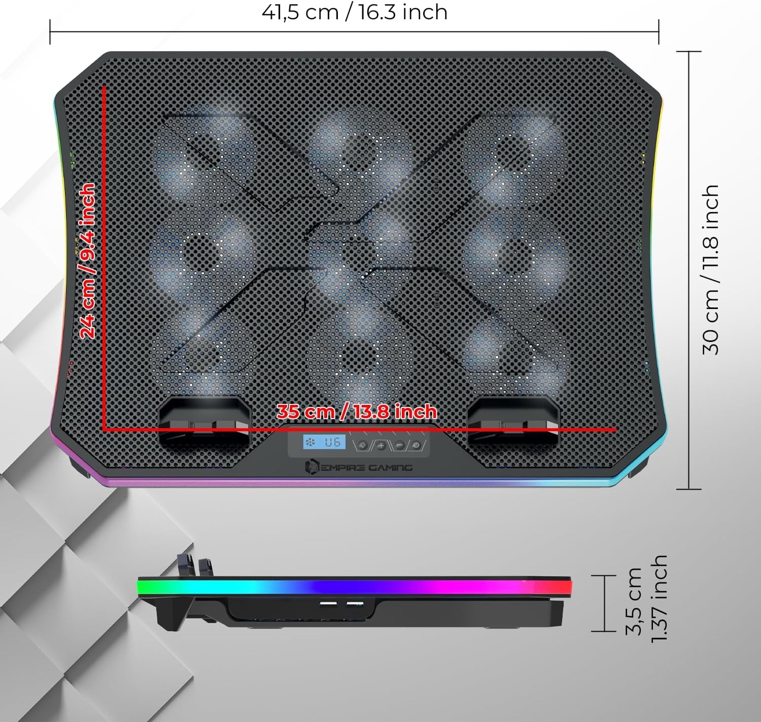 Gaming Laptop Koeler met RGB & LCD - 9 Ventilatoren - 33% Korting