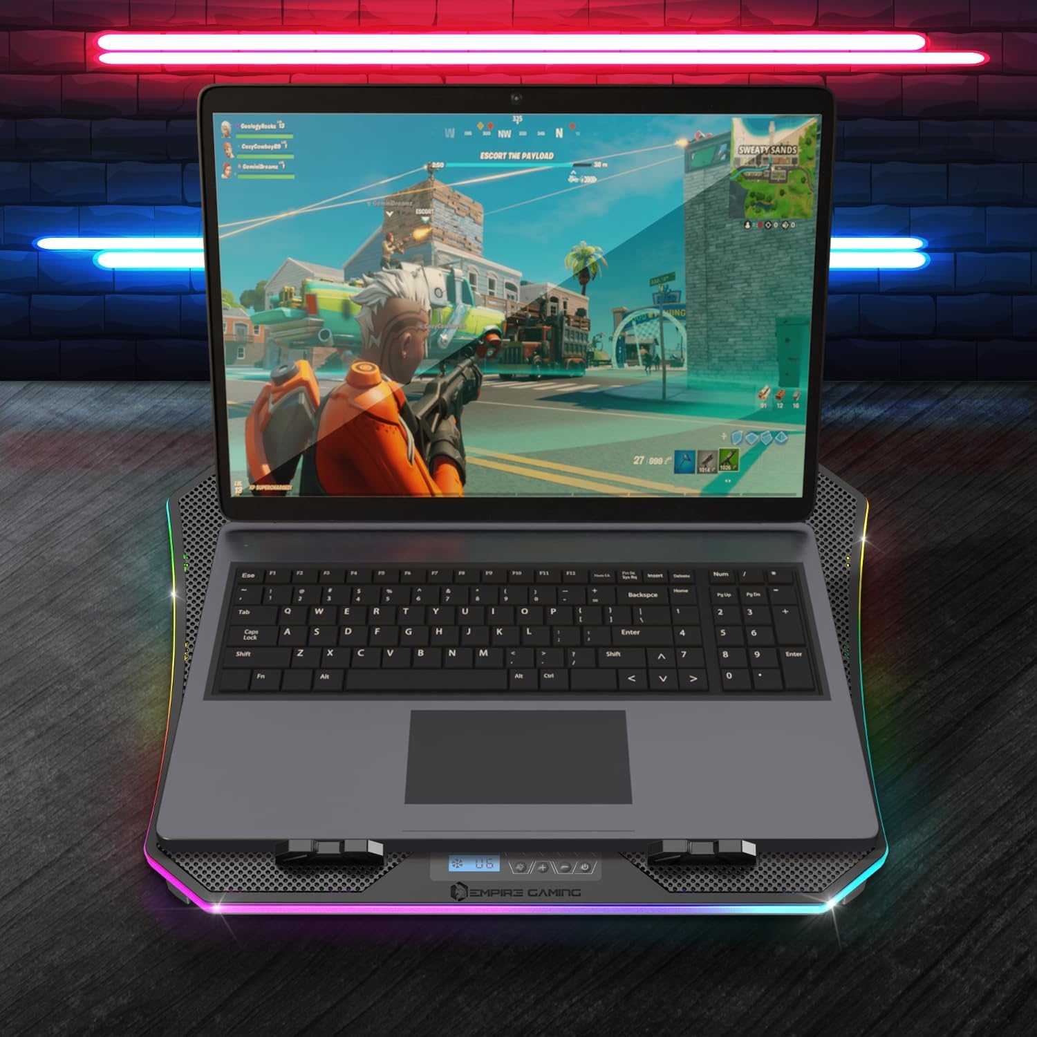 Gaming Laptop Koeler met RGB & LCD - 9 Ventilatoren - 33% Korting