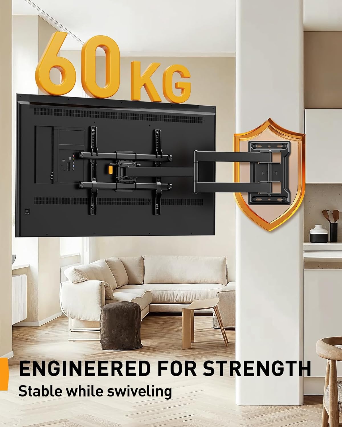TV Wandbeugel Perlegear 32-65" - Volledige Beweging & 60kg Draagvermogen