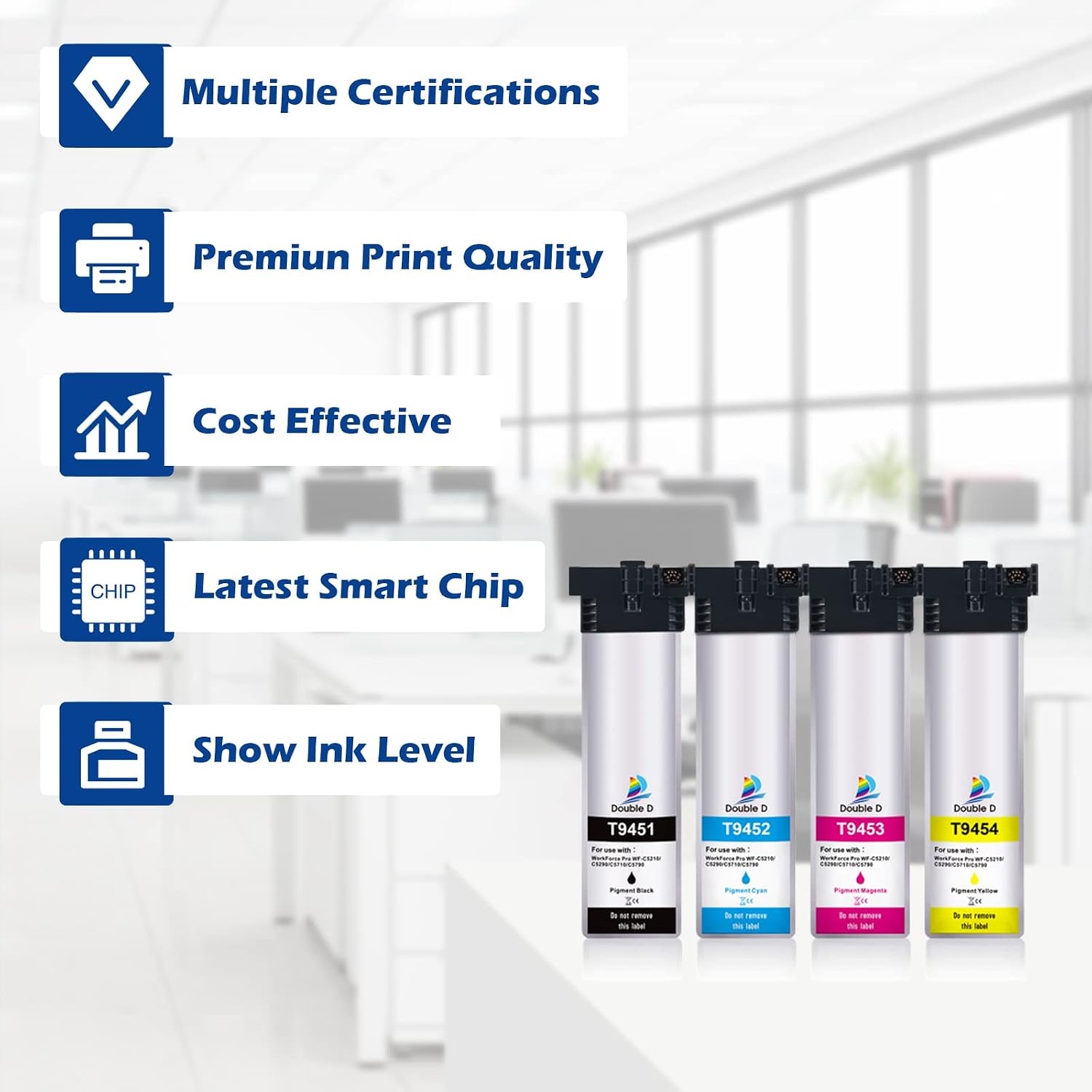 4x DOUBLE D T9451-T9454 Inktcartridges voor Epson, 34% Korting