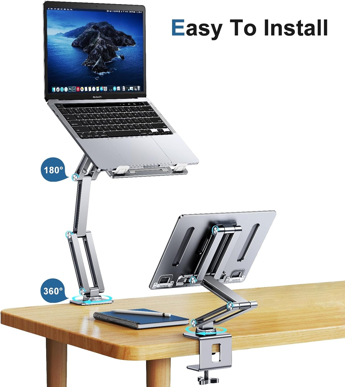 Verstelbare Laptop Arm voor Bureau (Zilver) - 34% Korting