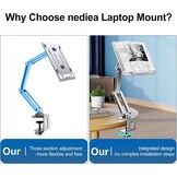 Verstelbare Laptop Arm voor Bureau (Zilver) - 34% Korting