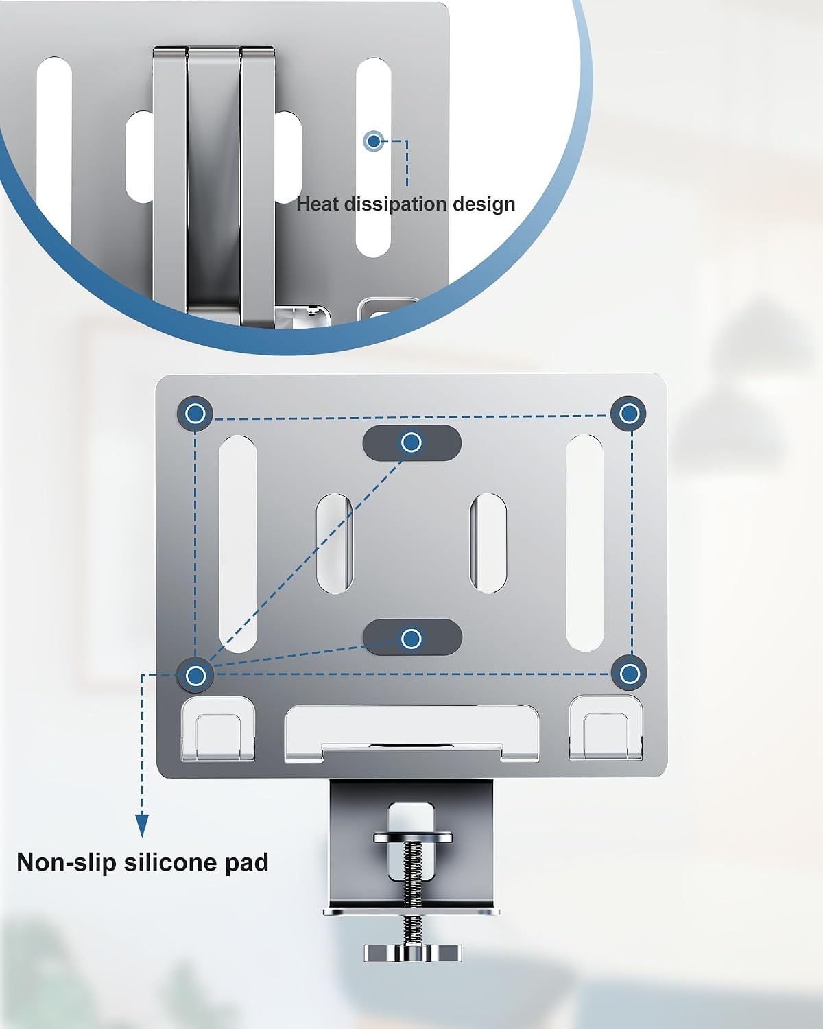 Verstelbare Laptop Arm voor Bureau (Zilver) - 34% Korting