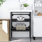VidaXL Wastafelframe Zwart IJzer 59x38x83 cm - 34% Korting!
