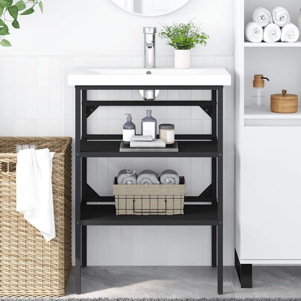 VidaXL Wastafelframe Zwart IJzer 59x38x83 cm - 34% Korting!