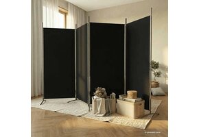 vidaXL Kamerscherm 4 panelen 346x180cm Stof Zwart - 34% Korting