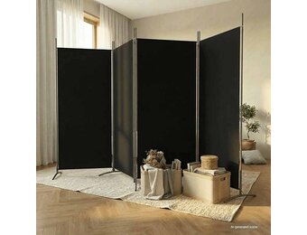 vidaXL Kamerscherm 4 panelen 346x180cm Stof Zwart - 34% Korting