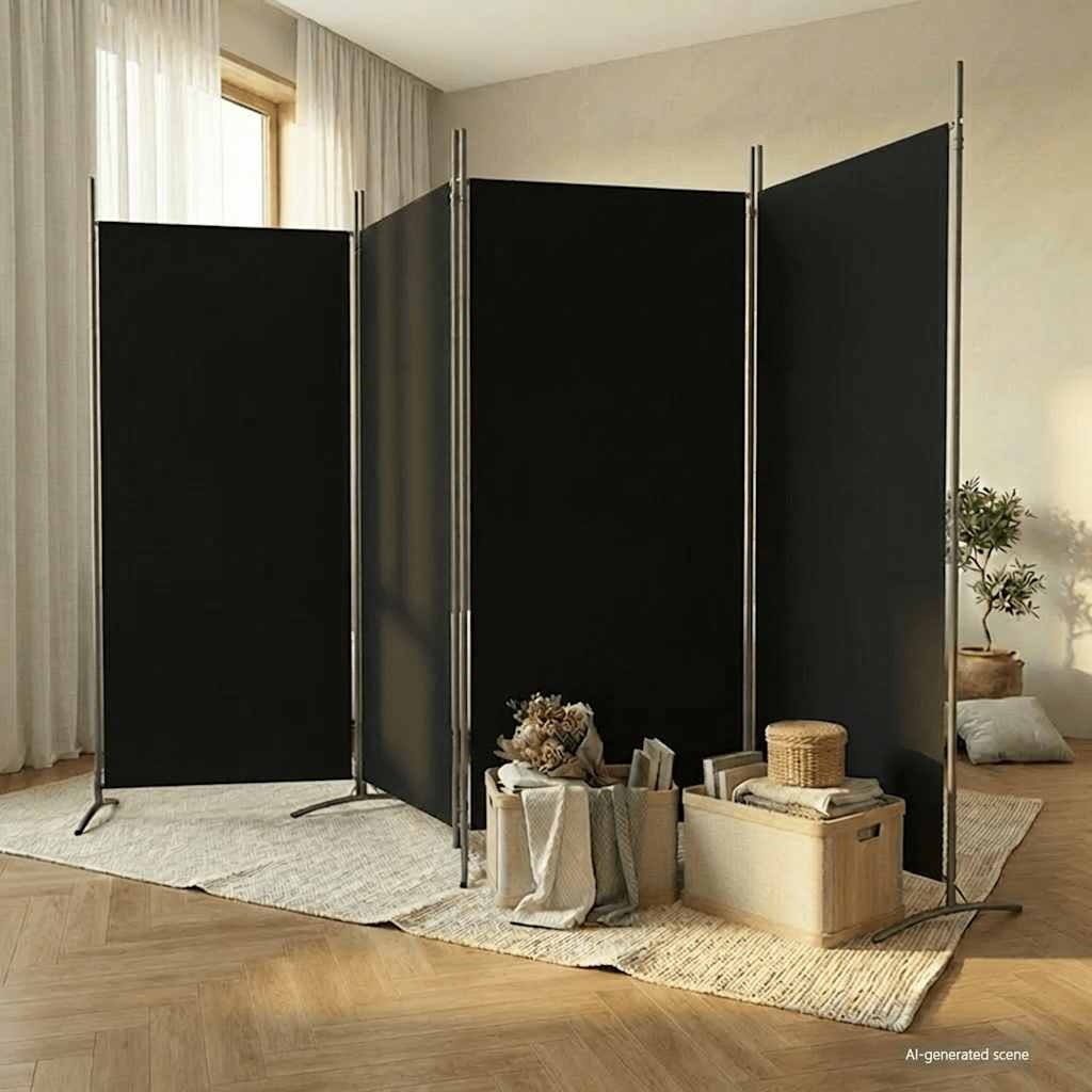 vidaXL Kamerscherm 4 panelen 346x180cm Stof Zwart - 34% Korting