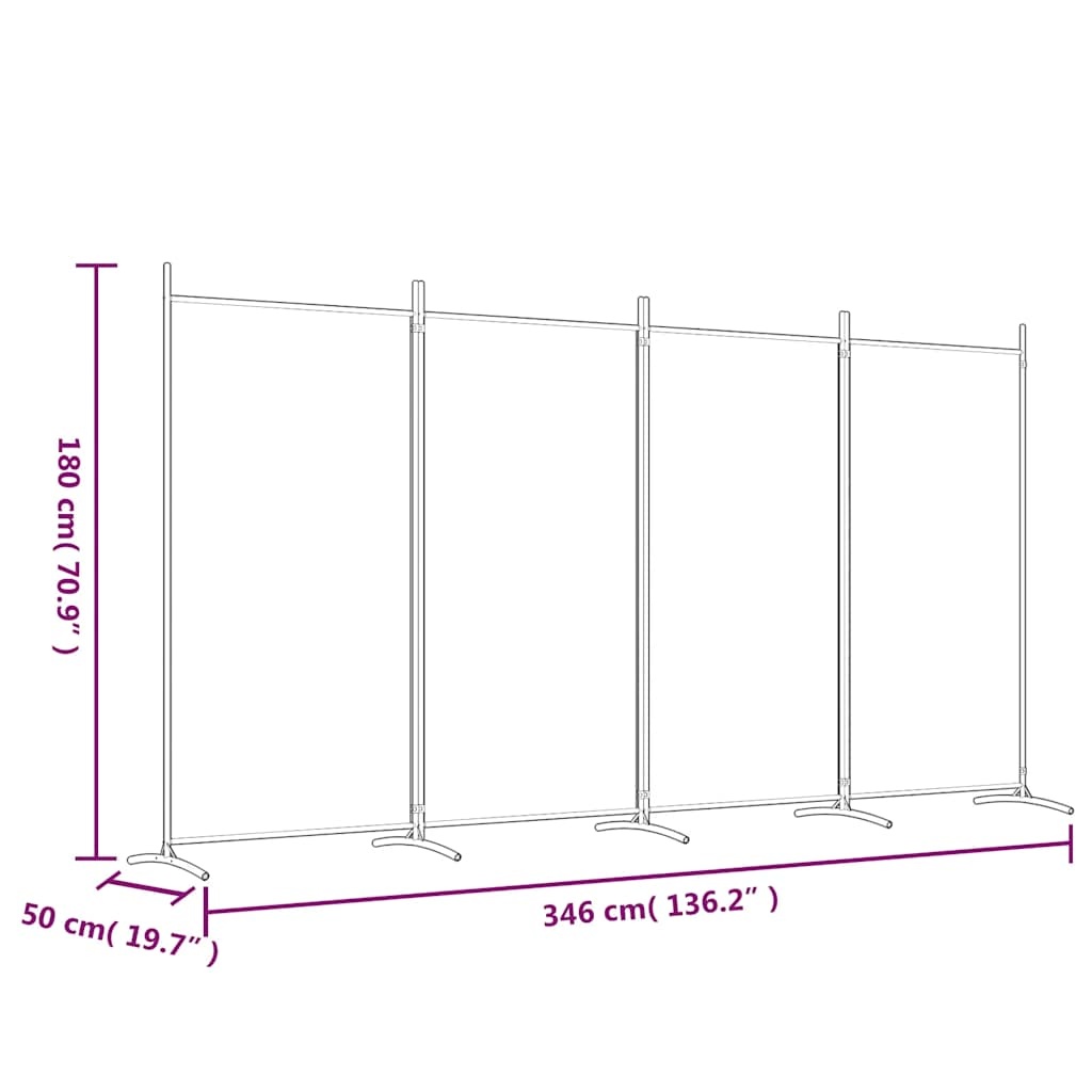 vidaXL Kamerscherm 4 panelen 346x180cm Stof Zwart - 34% Korting