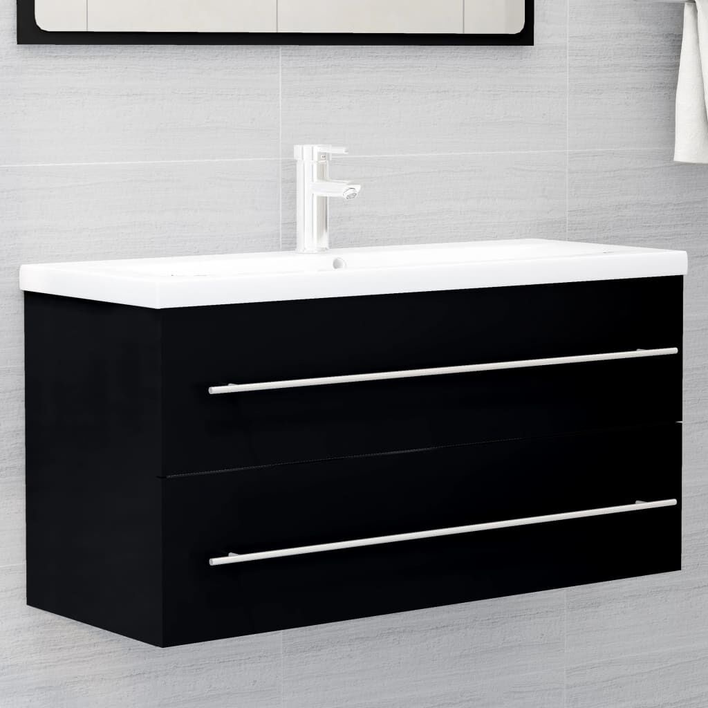 Wastafelkast Zwart 100x38,5x48cm Bewerkt Hout - 34% Korting