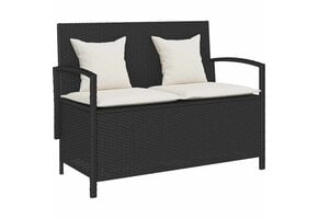VidaXL Tuinbank met Kussen (Zwart, Poly Rotan) - 35% Korting