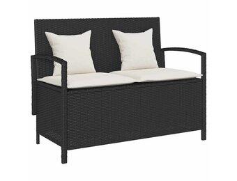 VidaXL Tuinbank met Kussen (Zwart, Poly Rotan) - 35% Korting