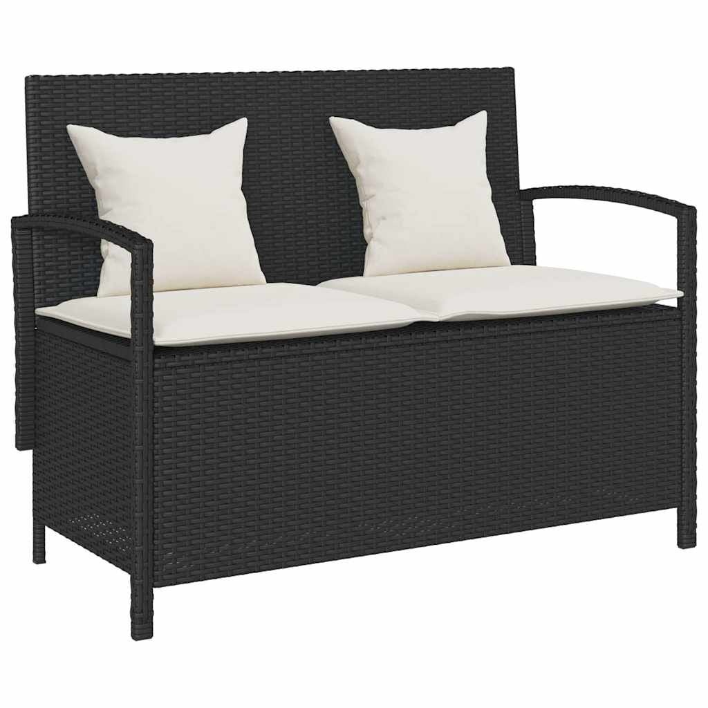 VidaXL Tuinbank met Kussen (Zwart, Poly Rotan) - 35% Korting
