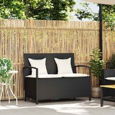 VidaXL Tuinbank met Kussen (Zwart, Poly Rotan) - 35% Korting