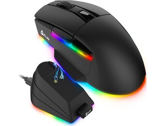 Gamingmuis voor PC, PS5, PS4, Mac | 12000 DPI RGB | Draadloos & Bedraad | Oplaadbaar met Oplaadstation | Blaze X Zwart