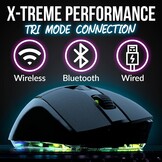 Gamingmuis voor PC, PS5, PS4, Mac | 12000 DPI RGB | Draadloos & Bedraad | Oplaadbaar met Oplaadstation | Blaze X Zwart