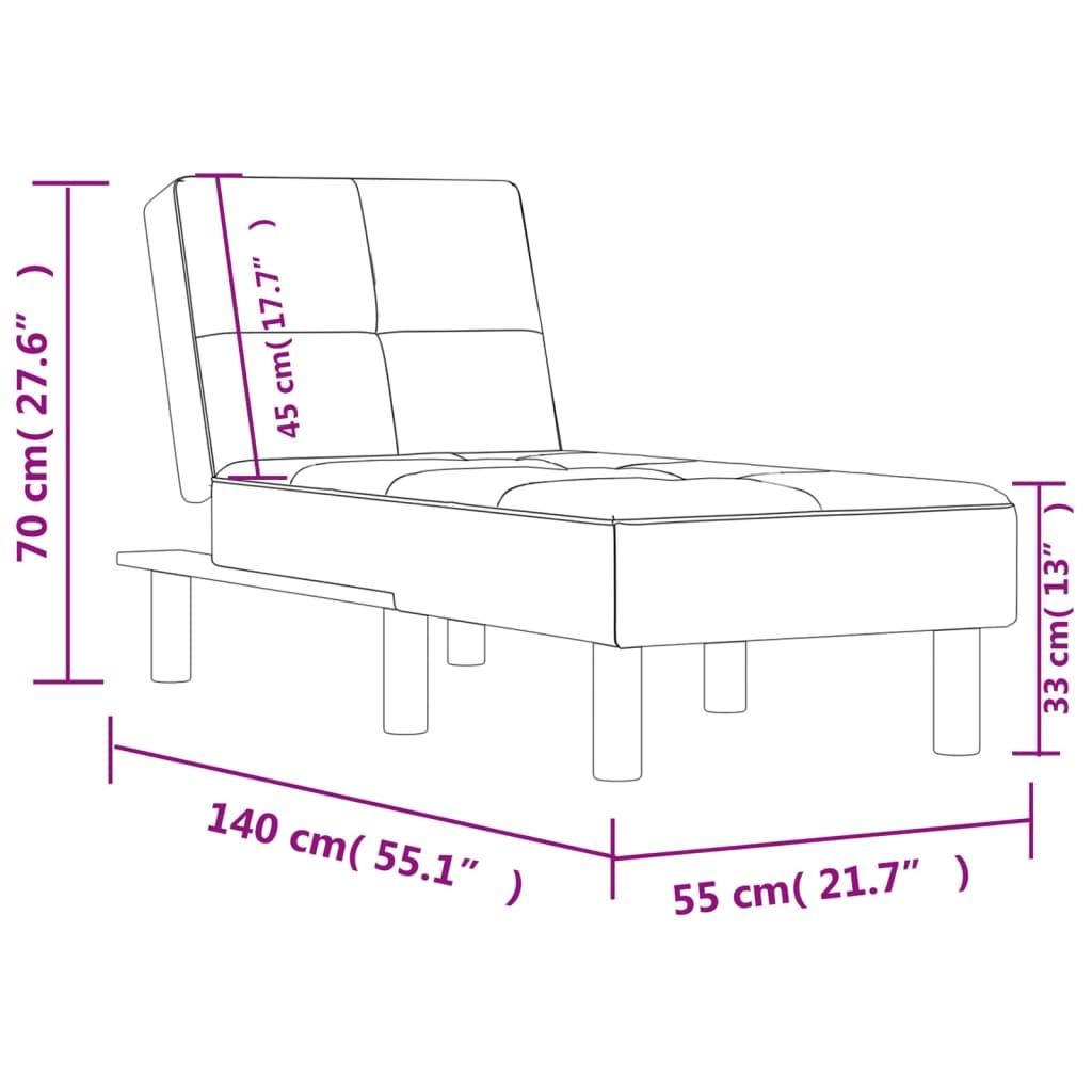 vidaXL Chaise longue kunstleer grijs