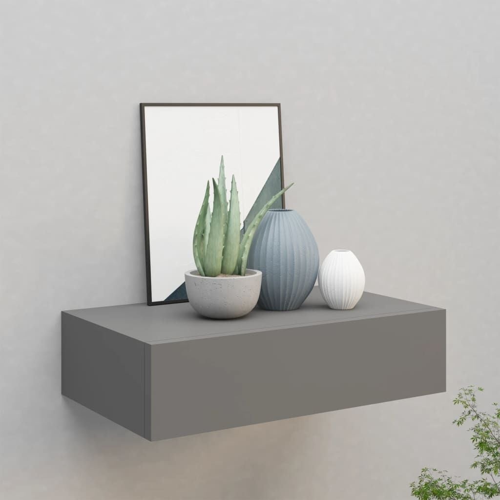 vidaXL Wandschap met Lade, Grijs - 78% Korting!